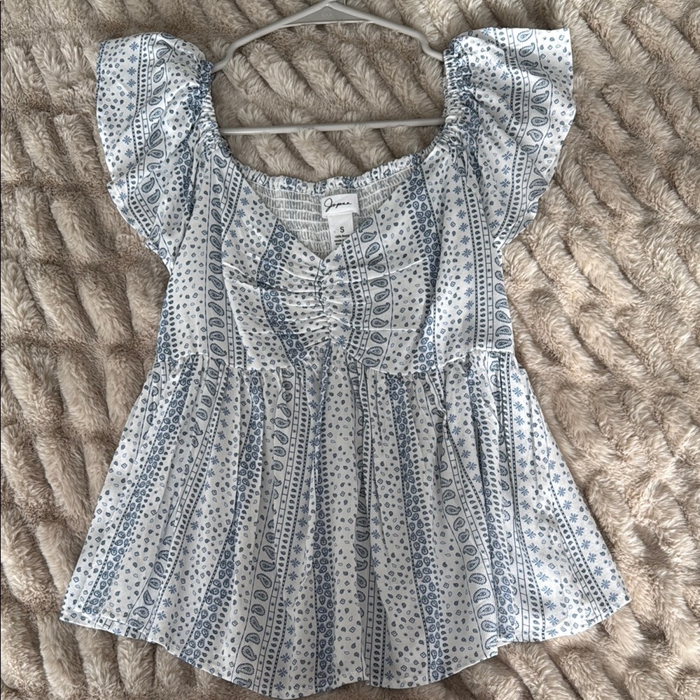Women's Blue Patterned Top